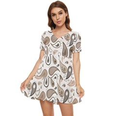 Paisley Pattern Background Graphic Tiered Short Sleeve Babydoll Dress by Vaneshop