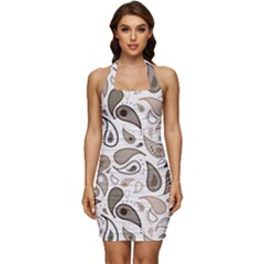 Paisley Pattern Background Graphic Sleeveless Wide Square Neckline Ruched Bodycon Dress by Vaneshop