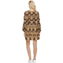 Camel Palm Tree Tiered Long Sleeve Mini Dress View2