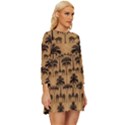 Camel Palm Tree Long Sleeve Babydoll Dress View3