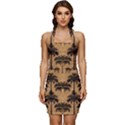 Camel Palm Tree Sleeveless Wide Square Neckline Ruched Bodycon Dress View1