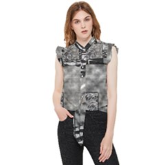 Background Pattern Geometric Design Frill Detail Shirt by Vaneshop