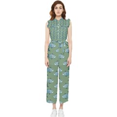 Fishes Pattern Background Theme Women s Frill Top Chiffon Jumpsuit by Vaneshop