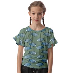 Fishes Pattern Background Theme Kids  Cut Out Flutter Sleeves by Vaneshop