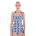 Fishes Pattern Background Theme Art Boyleg Halter Swimsuit  View1