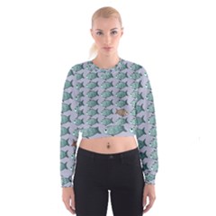Fishes Pattern Background Theme Art Cropped Sweatshirt by Vaneshop
