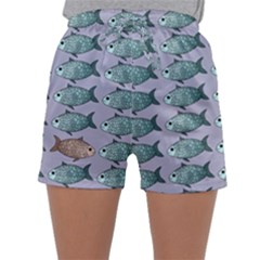 Fishes Pattern Background Theme Art Sleepwear Shorts by Vaneshop