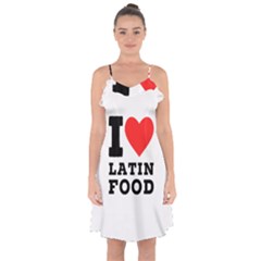 I Love Latin Food Ruffle Detail Chiffon Dress by ilovewhateva