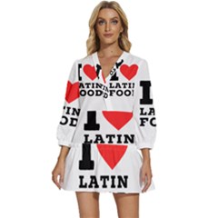 I Love Latin Food V-neck Placket Mini Dress by ilovewhateva