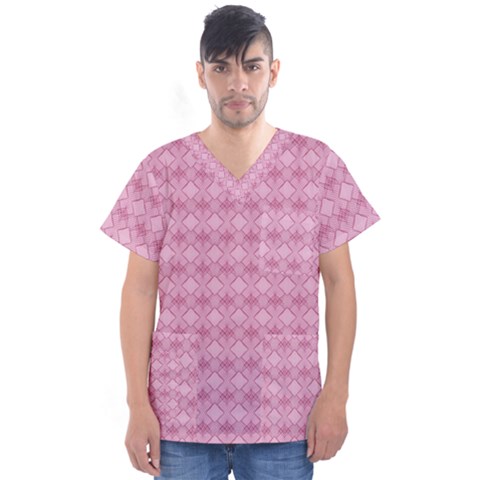 Pattern Print Floral Geometric Men s V-neck Scrub Top by Vaneshop