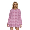 Pattern Print Floral Geometric Round Neck Long Sleeve Bohemian Style Chiffon Mini Dress View1