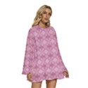 Pattern Print Floral Geometric Round Neck Long Sleeve Bohemian Style Chiffon Mini Dress View3