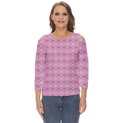 Pattern Print Floral Geometric Cut Out Wide Sleeve Top by Vaneshop