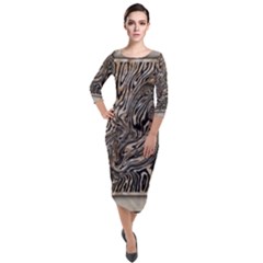 Zebra Abstract Background Quarter Sleeve Midi Velour Bodycon Dress by Vaneshop