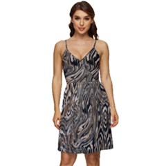 Zebra Abstract Background V-neck Pocket Summer Dress  by Vaneshop