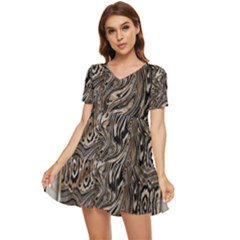 Zebra Abstract Background Tiered Short Sleeve Babydoll Dress by Vaneshop