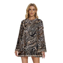 Zebra Abstract Background Round Neck Long Sleeve Bohemian Style Chiffon Mini Dress by Vaneshop