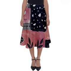 Floral Wall Art Perfect Length Midi Skirt by Vaneshop