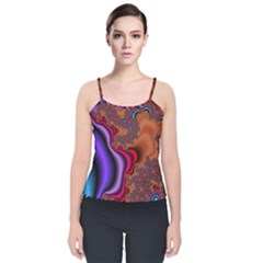 Colorful Piece Abstract Velvet Spaghetti Strap Top by Vaneshop