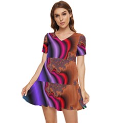 Colorful Piece Abstract Tiered Short Sleeve Babydoll Dress by Vaneshop