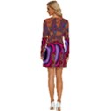 Colorful Piece Abstract Long Sleeve Deep V Mini Dress  View4