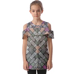 Mandala Decoration Floral Flower Fold Over Open Sleeve Top by Vaneshop