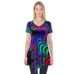 Abstract Piece Color Short Sleeve Tunic  by Vaneshop