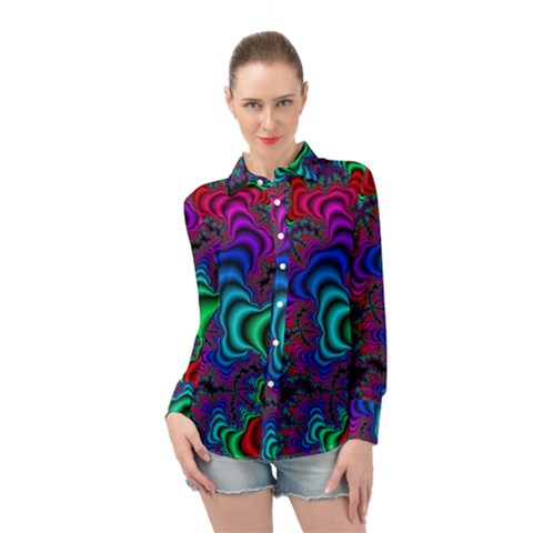 Abstract Piece Color Long Sleeve Chiffon Shirt by Vaneshop