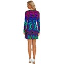 Abstract Piece Color Long Sleeve Deep V Mini Dress  View4