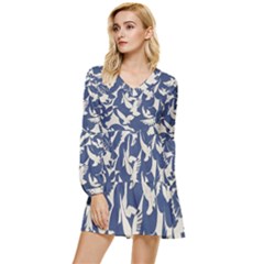 Bird Animal Animal Background Tiered Long Sleeve Mini Dress by Vaneshop