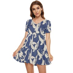 Bird Animal Animal Background Tiered Short Sleeve Babydoll Dress by Vaneshop