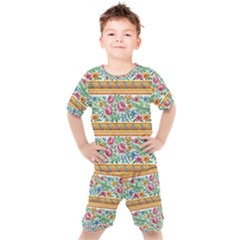 Flower Fabric Design Kids  Tee And Shorts Set by Vaneshop