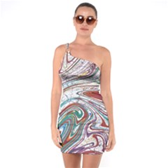 Abstract Background Ornamental One Shoulder Ring Trim Bodycon Dress by Vaneshop