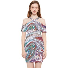 Abstract Background Ornamental Shoulder Frill Bodycon Summer Dress by Vaneshop