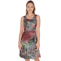Design Pattern Scarf Gradient Knee Length Skater Dress With Pockets by Vaneshop