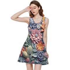 3d Flower Bloom Embossed Pattern Inside Out Racerback Dress by Vaneshop