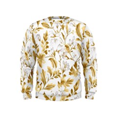 Flowers Gold Floral Kids  Sweatshirt by Vaneshop