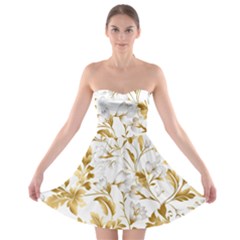 Flowers Gold Floral Strapless Bra Top Dress by Vaneshop