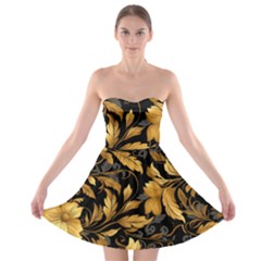 Flower Gold Floral Strapless Bra Top Dress by Vaneshop