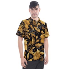 Flower Gold Floral Men s Polo Tee by Vaneshop