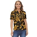 Flower Gold Floral Women s Short Sleeve Double Pocket Shirt View1