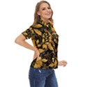 Flower Gold Floral Women s Short Sleeve Double Pocket Shirt View2