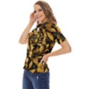 Flower Gold Floral Women s Short Sleeve Double Pocket Shirt View3