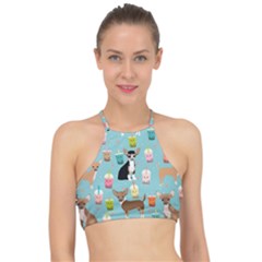 Chihuahua Bubble Kawaii Boba Tea Cute Dog Racer Front Bikini Top by Wav3s