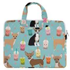 Chihuahua Bubble Kawaii Boba Tea Cute Dog Macbook Pro 13  Double Pocket Laptop Bag by Wav3s