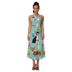 Chihuahua Bubble Kawaii Boba Tea Cute Dog Sleeveless Cross Front Cocktail Midi Chiffon Dress by Wav3s