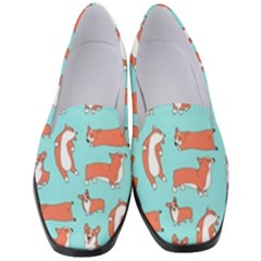 Corgis On Teal Women s Classic Loafer Heels by Wav3s