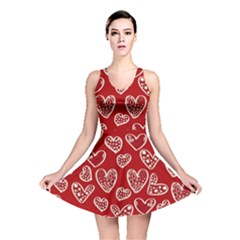 Vector Seamless Pattern Of Hearts With Valentine s Day Reversible Skater Dress by Wav3s