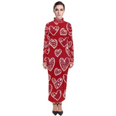 Vector Seamless Pattern Of Hearts With Valentine s Day Turtleneck Maxi Dress by Wav3s