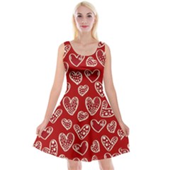 Vector Seamless Pattern Of Hearts With Valentine s Day Reversible Velvet Sleeveless Dress by Wav3s